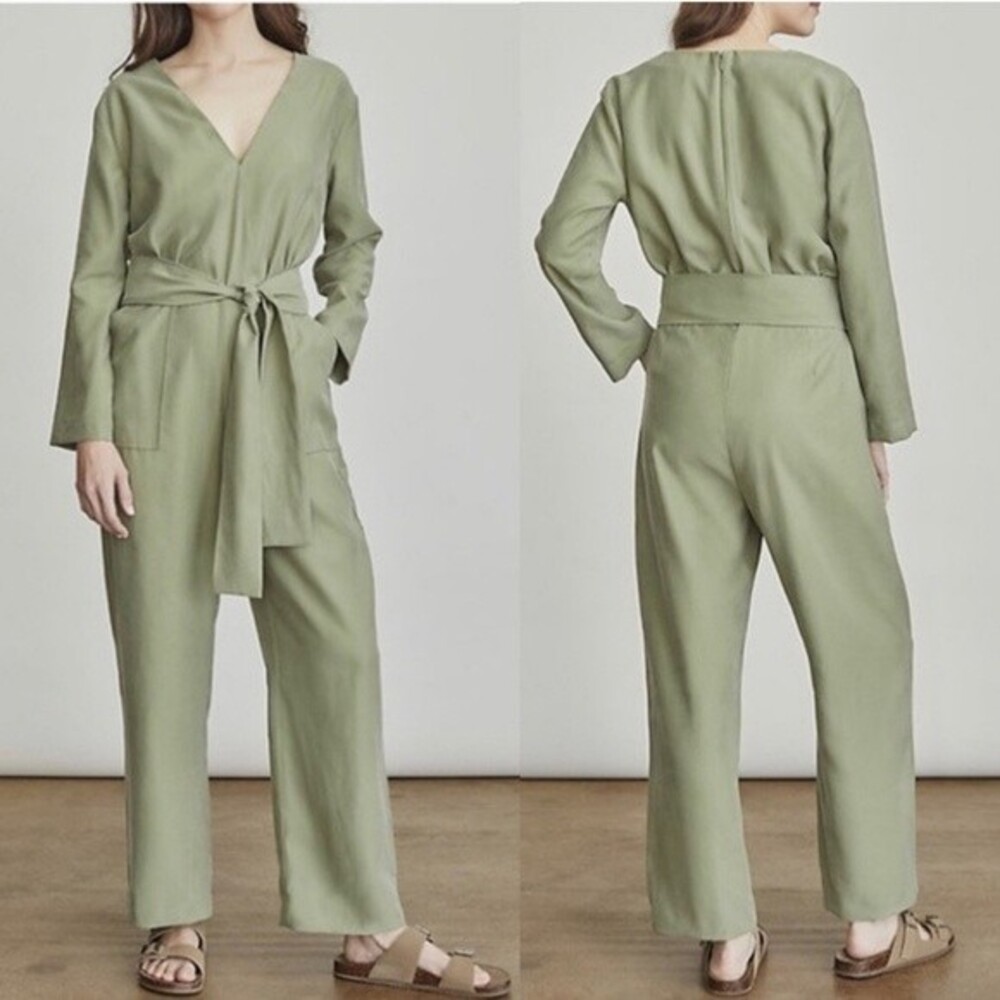 Elizabeth and james olive green soft V-neckline jumpsuit rumper